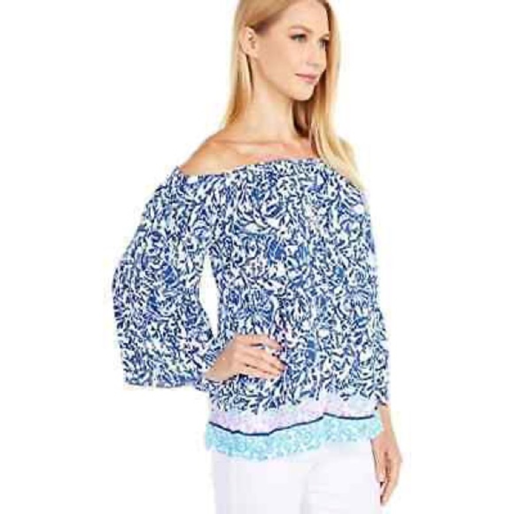 New Lilly Pulitzer Blue Pink Nevie Top - Size XXS